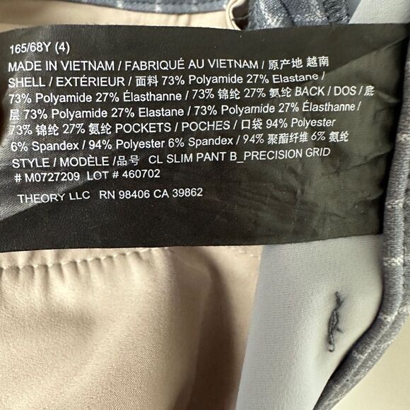 Theory CL Slim Cropped Pant in Printed Performance Knit Gray Multi Size 4 - Picture 11 of 12